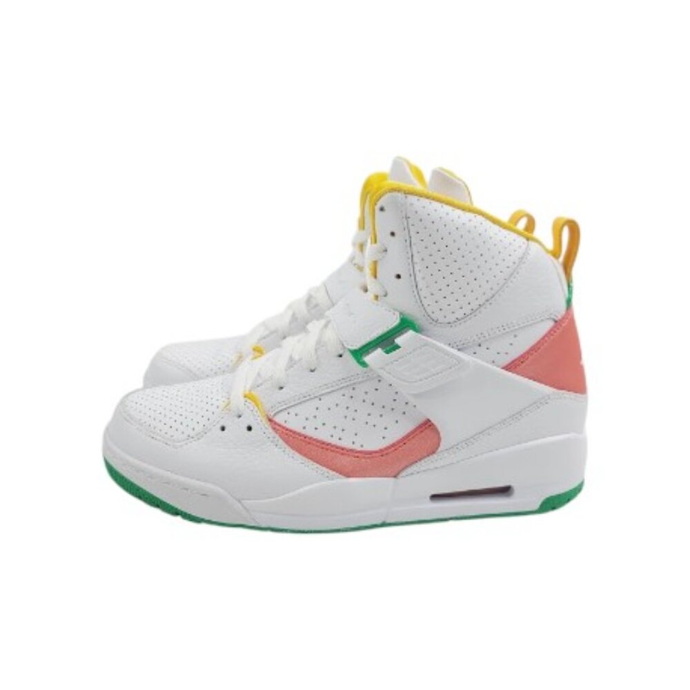 Jordan White Pink Green Yellow High-Top Sneakers
